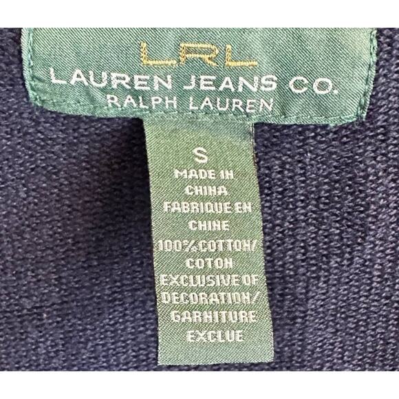 Lauren Jeans Co Ralph Lauren Dark Navy Blue Knit Hook Cotton Cardigan S - Picture 3 of 4